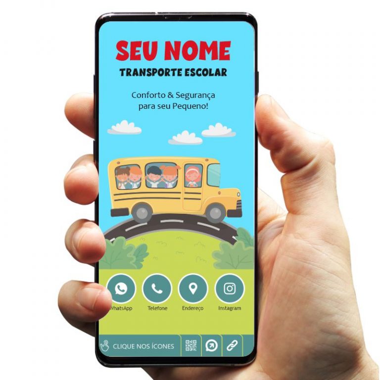 Cartão de Visita Digital Interativo Transporte Escolar e Infantil