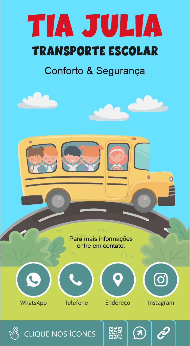 Cartão de Visita Digital Interativo Tia Julia Transporte Escolar