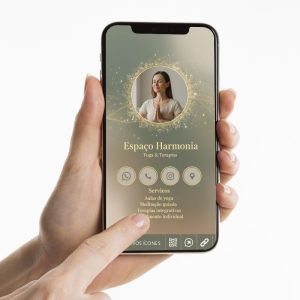Cartão de visita digital, yoga, espaços de meditação, terapias