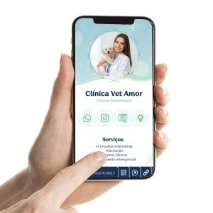 Cartão de Visita Digital Clínica Veterinária, Especialista em Animais, Médico Veterinário