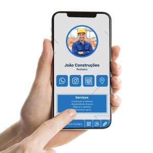 Cartão de Visita Digital para Pedreiro, Cartão Interativo para profissionais de Construção Civil