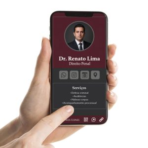 Cartão de Visita Digital para advogado criminal, Cartão Interativo para profissionais de Advocacia Criminal