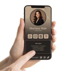 Cartão de Visita Digital para cabeleireira, Salão de Beleza, Escova e Finalização