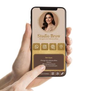 Cartão de Visita Digital para designer de sobrancelhas, Micropigmentação, Henna