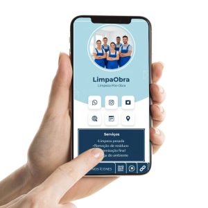 Cartão de Visita Digital para limpeza pós-obra, Cartão Interativo para profissionais de Limpeza Pós-obra