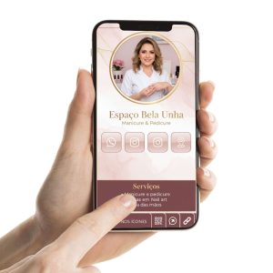 Cartão de Visita Digital para manicure e pedicure, Profissionais de Unhas, Nail Art