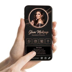 Cartão de Visita Digital para maquiadora profissional, Profissional de Maquiagem, Make Up