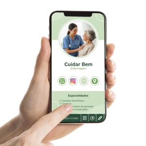 Cartão de Visita Digital para enfermeiro ou cuidados domiciliares, Cartão Interativo para profissionais de Cuidados