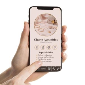 Cartão de Visita Digital para loja de acessórios, Cartão Interativo para Venda de Acessórios de Moda