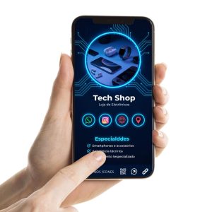 Cartão de Visita Digital para loja de eletrônicos, Cartão Interativo para Lojas de Produtos Tecnológicos