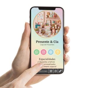 Cartão de Visita Digital para loja de presentes, Cartão Interativo para lojas de artigos para presentes