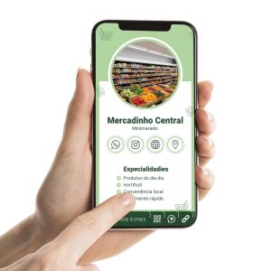 Cartão de Visita Digital para minimercado ou mercearia, Cartão Interativo para Mercadinho