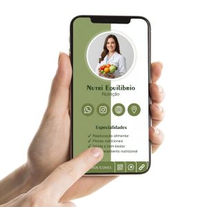 Cartão de Visita Digital para nutricionista, Cartão Interativo para profissionais de nutrição