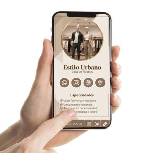 Cartão de Visita Digital para para loja de roupas, Cartão Interativo para Lojas de Modas