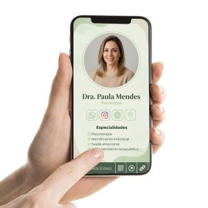 Cartão de Visita Digital para psicóloga, Cartão Interativo para profissionais de psicologia
