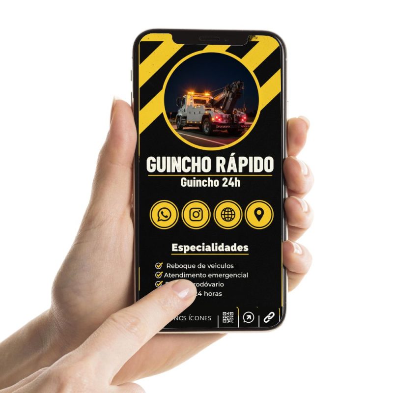 Cartão de Visita Digital para serviço de guincho 24h, Cartão Interativo ...