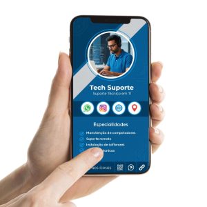 Cartão de Visita Digital para suporte técnico em TI, Cartão Interativo para profissionais de TI